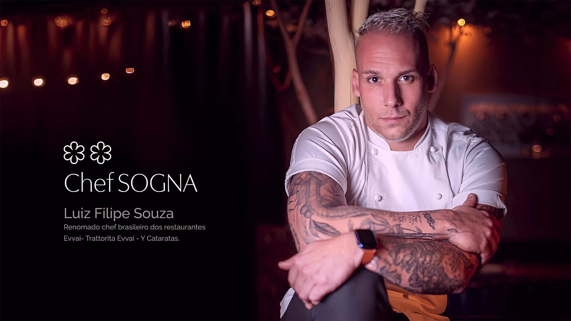 Imagem do Chef Sogna com Luiz Filipe Souza, reforçando a conexão da marca com gastronomia, sofisticação e experiência sensorial.