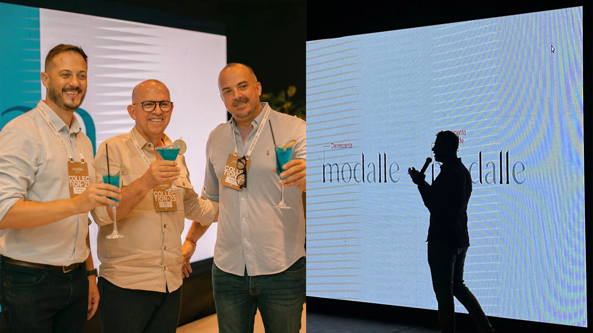 Evento de lançamento da Modalle com apresentação da marca e identidade visual desenvolvida pela Toomorrow Branding.